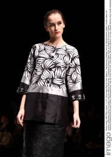 Fashunica by Stephen Tach at Jakarta Fashion Week A model wears the creation of Stephen Tach from Japan with the theme Fashunica , in Indonesia Fashion Week 2016, at Jakarta Convention Center.  NatanaelxPohan