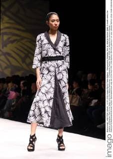 Fashunica by Stephen Tach at Jakarta Fashion Week A model wears the creation of Stephen Tach from Japan with the theme Fashunica , in Indonesia Fashion Week 2016, at Jakarta Convention Center.  NatanaelxPohan