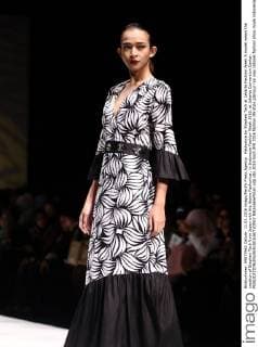 Fashunica by Stephen Tach at Jakarta Fashion Week A model wears the creation of Stephen Tach from Japan with the theme Fashunica , in Indonesia Fashion Week 2016, at Jakarta Convention Center.  NatanaelxPohan