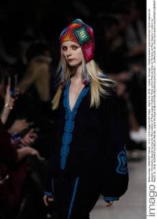 March 12, 2016 - Lisbon, Portugal - Model presents Autumn Winter 2016 creation by designer Christophe Sauvat during the 45rd edition of Moda Lisboa Fashion Week at the Patio da Gale on Terreiro do Paco Square in Lisbon on March 12, 2016. NURPHOTO CARLOS PALMA. Lisbon Portugal  - ZUMAn230