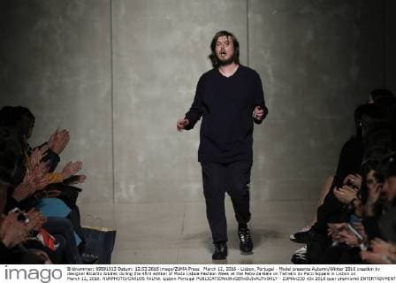 March 12, 2016 - Lisbon, Portugal - Model presents Autumn Winter 2016 creation by designer Ricardo Andrez during the 45rd edition of Moda Lisboa Fashion Week at the Patio da Gale on Terreiro do Paco Square in Lisbon on March 12, 2016. NURPHOTO CARLOS PALMA. Lisbon Portugal  - ZUMAn230