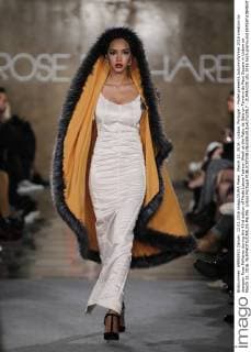 March 12, 2016 - Lisbon, Portugal - Model presents Autumn Winter 2016 creation by designer Rose Palhares during the 45rd edition of Moda Lisboa Fashion Week at the Patio da Gale on Terreiro do Paco Square in Lisbon on March 12, 2016. NURPHOTO CARLOS PALMA. Lisbon Portugal  - ZUMAn230