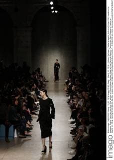 March 12, 2016 - Lisbon, Portugal - Model presents Autumn Winter 2016 creation by designer Miguel Vieira during the 45rd edition of Moda Lisboa Fashion Week at the Patio da Gale on Terreiro do Paco Square in Lisbon on March 12, 2016. NURPHOTO CARLOS PALMA. Lisbon Portugal  - ZUMAn230