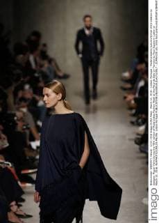 March 12, 2016 - Lisbon, Portugal - Model presents Autumn Winter 2016 creation by designer Miguel Vieira during the 45rd edition of Moda Lisboa Fashion Week at the Patio da Gale on Terreiro do Paco Square in Lisbon on March 12, 2016. NURPHOTO CARLOS PALMA. Lisbon Portugal  - ZUMAn230