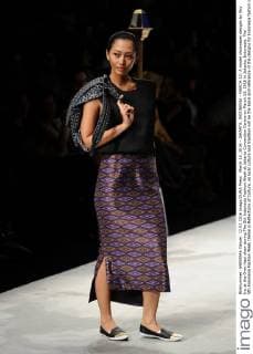 March 12, 2016 - JAKARTA, INDONESIA - MARCH 12: A model showcases designs by Sky Inc at the Over Haul show during The 5th Indonesia Fashion Week at Jakarta Convention Centre on March 12, 2016 in Jakarta, Indonesia. The 5th Indonesia Fashion Week theme is Reflections of Culture, as local culture and tradition will be the basis and reference of the designs for Indonesia fashion design trend that would be able to carve Indonesia identity in the world of fashion that reflects its own culture. Indonesia hope to become the central of world fashion with modern designs in a variety of textures and colors. - ZUMAp112