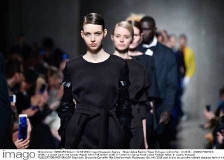 Moda Lisboa Fashion Week Portugal, Lisbon,Mar. 12,2016 - LISBOA FASHION WEEK - A model walks the runway Miguel Vieira Fall Winter 2016 17 Collection during Moda Lisboa Fashion Week, in Lisbon, Portugal.  Copyright: BrunoxdexCarvalho