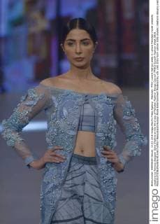 Pakistan: PFDC sunsilk fashion week in Lahore Pakistani model presents creations by famous designer Saira Shakira on the third day of Pakistan Fashion Design Council (PFDC) Sunsilk Fashion Week 2016.  RanaxSajidxHussain