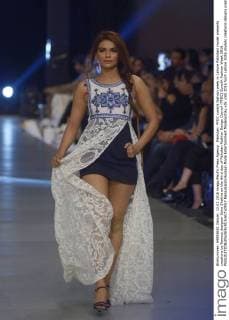 Pakistan: PFDC sunsilk fashion week in Lahore Pakistani model presents creations by famous designer Saira Shakira on the third day of Pakistan Fashion Design Council (PFDC) Sunsilk Fashion Week 2016.  RanaxSajidxHussain
