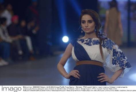 Pakistan: PFDC sunsilk fashion week in Lahore Pakistani model presents creations by famous designer Saira Shakira on the third day of Pakistan Fashion Design Council (PFDC) Sunsilk Fashion Week 2016.  RanaxSajidxHussain