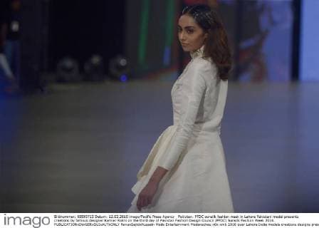 Pakistan: PFDC sunsilk fashion week in Lahore Pakistani model presents creations by famous designer Kamiar Rokni on the third day of Pakistan Fashion Design Council (PFDC) Sunsilk Fashion Week 2016.  RanaxSajidxHussain