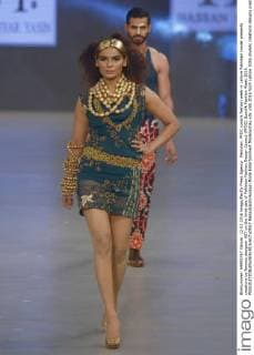 Pakistan: PFDC sunsilk fashion week in Lahore Pakistani model presents creations by famous designer HSY on the third day of Pakistan Fashion Design Council (PFDC) Sunsilk Fashion Week 2016.  RanaxSajidxHussain