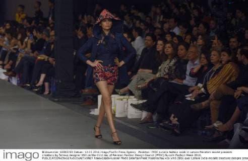 Pakistan: PFDC sunsilk fashion week in Lahore Pakistani model presents creations by famous designer HSY on the third day of Pakistan Fashion Design Council (PFDC) Sunsilk Fashion Week 2016.  RanaxSajidxHussain