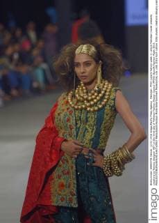 Pakistan: PFDC sunsilk fashion week in Lahore Pakistani model presents creations by famous designer HSY on the third day of Pakistan Fashion Design Council (PFDC) Sunsilk Fashion Week 2016.  RanaxSajidxHussain