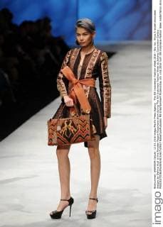 The 5th Indonesian Fashion Week 2016 - Sky Inc. Show A model showcases designs by Defrico Audi at the Panutan Ragam Nusantara show during The 5th Indonesia Fashion Week at Jakarta Convention Centre.  RobertusxPudyanto