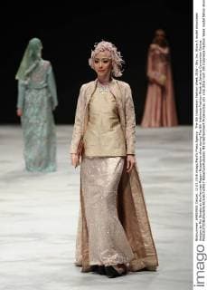The 5th Indonesian Fashion Week 2016 - Sky Inc. Show A model showcases designs by Ria Baraba at the Panutan Ragam Nusantara show during The 5th Indonesia Fashion Week at Jakarta Convention Centre.  RobertusxPudyanto