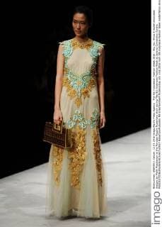 The 5th Indonesian Fashion Week 2016 - Sky Inc. Show A model showcases designs by Malik Moestaram at the Panutan Ragam Nusantara show during The 5th Indonesia Fashion Week at Jakarta Convention Centre.  RobertusxPudyanto