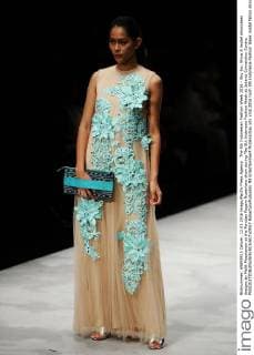 The 5th Indonesian Fashion Week 2016 - Sky Inc. Show A model showcases designs by Malik Moestaram at the Panutan Ragam Nusantara show during The 5th Indonesia Fashion Week at Jakarta Convention Centre.  RobertusxPudyanto