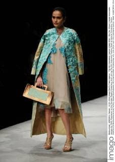 The 5th Indonesian Fashion Week 2016 - Sky Inc. Show A model showcases designs by Malik Moestaram at the Panutan Ragam Nusantara show during The 5th Indonesia Fashion Week at Jakarta Convention Centre.  RobertusxPudyanto