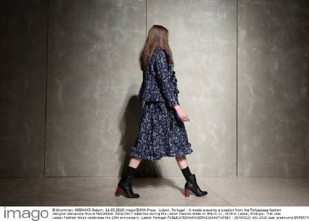 Lisbon, Portugal - A model presents a creation from the Portuguese fashion designer Alexandra Moura Fall Winter 2016 2017 collection during the Lisbon Fashion Week on March 11, 2016 in Lisbon, Portugal. This year Lisbon Fashion Week celebrates the 25th anniversary. Lisbon Portugal - ZUMAf123