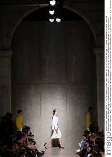 March 13, 2016 - Lisbon, Portugal - A model presents a creation from the Portuguese fashion designer Miguel Vieira Fall Winter 2016 2017 collection during the Lisbon Fashion Week on March 11, 2016 in Lisbon, Portugal. This year Lisbon Fashion Week celebrates the 25th anniversary. Lisbon Portugal - ZUMAf123