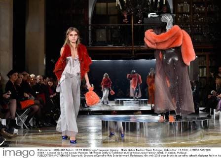 Moda Lisboa Fashion Week Portugal, Lisbon,Mar. 12,2016 - LISBOA FASHION WEEK - A model walks the runway Morecco Fall Winter 2016 17 Collection during Moda Lisboa Fashion Week, in Lisbon, Portugal.  Copyright: BrunoxdexCarvalho