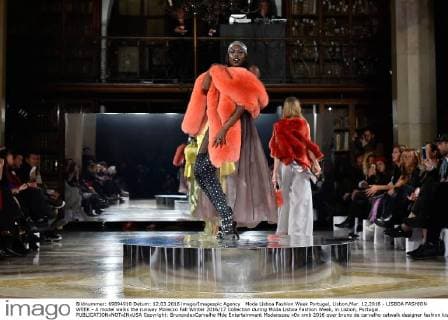 Moda Lisboa Fashion Week Portugal, Lisbon,Mar. 12,2016 - LISBOA FASHION WEEK - A model walks the runway Morecco Fall Winter 2016 17 Collection during Moda Lisboa Fashion Week, in Lisbon, Portugal.  Copyright: BrunoxdexCarvalho