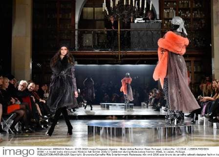 Moda Lisboa Fashion Week Portugal, Lisbon,Mar. 12,2016 - LISBOA FASHION WEEK - A model walks the runway Morecco Fall Winter 2016 17 Collection during Moda Lisboa Fashion Week, in Lisbon, Portugal.  Copyright: BrunoxdexCarvalho