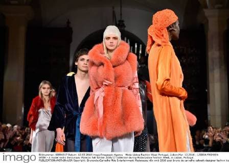 Moda Lisboa Fashion Week Portugal, Lisbon,Mar. 12,2016 - LISBOA FASHION WEEK - A model walks the runway Morecco Fall Winter 2016 17 Collection during Moda Lisboa Fashion Week, in Lisbon, Portugal.  Copyright: BrunoxdexCarvalho
