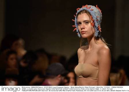 Moda Lisboa Fashion Week Portugal, Lisbon,Mar. 12,2016 - LISBOA FASHION WEEK - A model walks the runway Olga Noronha Fall Winter 2016 17 Collection during Moda Lisboa Fashion Week, in Lisbon, Portugal.  Copyright: BrunoxdexCarvalho