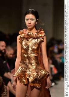 Moda Lisboa Fashion Week Portugal, Lisbon,Mar. 12,2016 - LISBOA FASHION WEEK - A model walks the runway Olga Noronha Fall Winter 2016 17 Collection during Moda Lisboa Fashion Week, in Lisbon, Portugal.  Copyright: BrunoxdexCarvalho