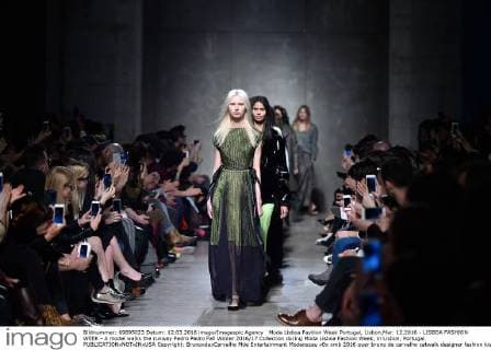 Moda Lisboa Fashion Week Portugal, Lisbon,Mar. 12,2016 - LISBOA FASHION WEEK - A model walks the runway Pedro Pedro Fall Winter 2016 17 Collection during Moda Lisboa Fashion Week, in Lisbon, Portugal.  Copyright: BrunoxdexCarvalho