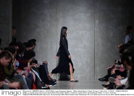 Moda Lisboa Fashion Week Portugal, Lisbon,Mar. 12,2016 - LISBOA FASHION WEEK - A model walks the runway Pedro Pedro Fall Winter 2016 17 Collection during Moda Lisboa Fashion Week, in Lisbon, Portugal.  Copyright: BrunoxdexCarvalho