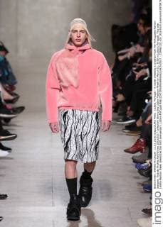 Lisbon, Portugal - A model presents a creation from the Portuguese fashion designer Ricardo Andrez Fall Winter 2016 2017 collection during the Lisbon Fashion Week on March 11, 2016 in Lisbon, Portugal. This year Lisbon Fashion Week celebrates the 25th anniversary. Lisbon Portugal  - ZUMAn230