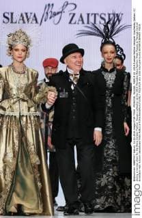 MOSCOW, RUSSIA. MARCH 12, 2016.Russian fashion designer Vyacheslav Zaitsev (C) during a runway show for the Slava Zaitsev Fashion House s collection at the 2016 Mercedes Benz Fashion Week Russia at Manege Central Exhibition Hall. Artyom Geodakyan TASS  TS019329