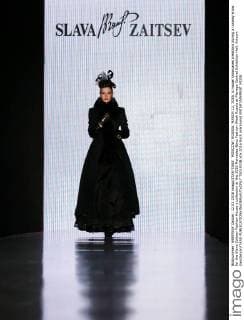MOSCOW, RUSSIA. MARCH 12, 2016. A model showcases creations during a runway show for the Slava Zaitsev Fashion House s collection at the 2016 Mercedes Benz Fashion Week Russia at Manege Central Exhibition Hall. Artyom Geodakyan TASS  TS01933B