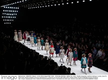 MOSCOW, RUSSIA. MARCH 12, 2016. Models showcase creations during a runway show for Belarusian fashion designer Veronica Kanashevich s collection at the 2016 Mercedes Benz Fashion Week Russia at Manege Central Exhibition Hall. Artyom Geodakyan TASS  TS01934B