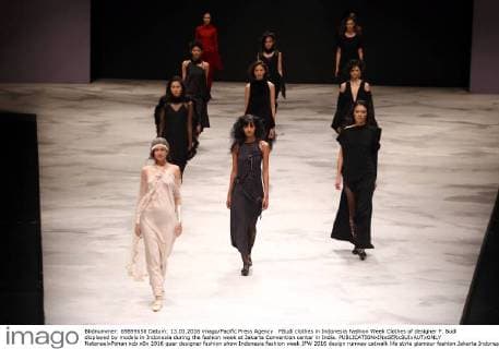 FBudi clothes in Indonesia Fashion Week Clothes of designer F. Budi displayed by models in Indonesia during the fashion week at Jakarta Convention center in India.  NatanaelxPohan