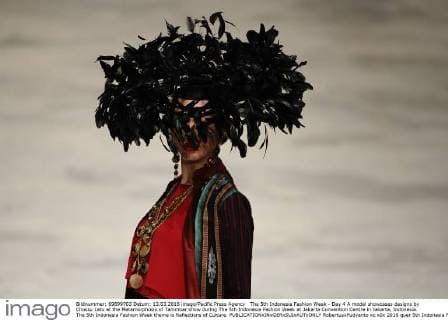 The 5th Indonesia Fashion Week - Day 4 A model showcases designs by Chossy Latu at the Metamorphosis of Tanimbar show during The 5th Indonesia Fashion Week at Jakarta Convention Centre in Jakarta, Indonesia. The 5th Indonesia Fashion Week theme is Reflections of Culture.  RobertusxPudyanto