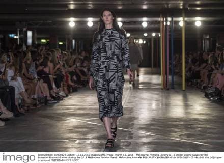 March 13, 2016 - Melbourne, Victoria, Australia - A model wears Kuwaii for the Premium Runway 6 show during the 2016 Melbourne Fashion Week. Melbourne Australia - ZUMAk106