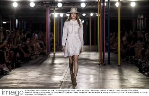 March 13, 2016 - Melbourne, Victoria, Australia - A model wears Ryder for the Premium Runway 6 show during the 2016 Melbourne Fashion Week. Melbourne Australia - ZUMAk106