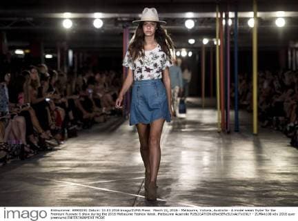 March 13, 2016 - Melbourne, Victoria, Australia - A model wears Ryder for the Premium Runway 6 show during the 2016 Melbourne Fashion Week. Melbourne Australia - ZUMAk106