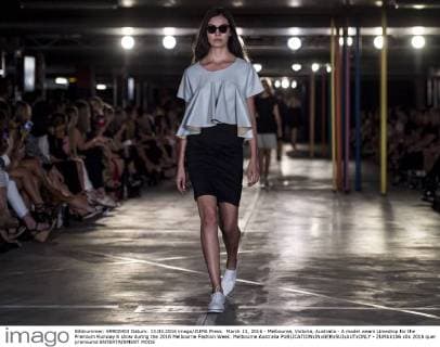 March 13, 2016 - Melbourne, Victoria, Australia - A model wears Limedrop for the Premium Runway 6 show during the 2016 Melbourne Fashion Week. Melbourne Australia - ZUMAk106