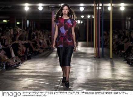 March 13, 2016 - Melbourne, Victoria, Australia - A model wears Limedrop for the Premium Runway 6 show during the 2016 Melbourne Fashion Week. Melbourne Australia - ZUMAk106