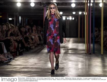 March 13, 2016 - Melbourne, Victoria, Australia - A model wears Limedrop for the Premium Runway 6 show during the 2016 Melbourne Fashion Week. Melbourne Australia - ZUMAk106