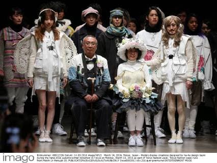 March 14, 2016, Tokyo, Japan - Models display creations designed by ha-ha design team during the haha 2016 autumn winter collection in Tokyo on Monday, March 14, 2016 as part of Tokyo fashion week. Tokyo fashion week runs from March 14 through 19.  (lwxa000301)