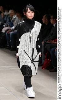 March 14, 2016, Tokyo, Japan - A model displays a creation designed by ha-ha design team during the haha 2016 autumn winter collection in Tokyo on Monday, March 14, 2016 as part of Tokyo fashion week. Tokyo fashion week runs from March 14 through 19.  (lwxa000308)