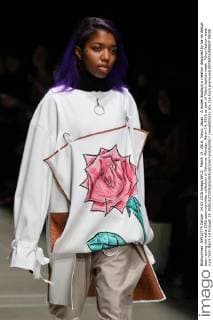 March 14, 2016, Tokyo, Japan - A model displays a creation designed by ha-ha design team during the haha 2016 autumn winter collection in Tokyo on Monday, March 14, 2016 as part of Tokyo fashion week. Tokyo fashion week runs from March 14 through 19.  (lwxa000314)