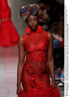 March 13, 2016 - Lisbon, Portugal - A model presents a creation from the Angolan fashion designer Nadir Tati Fall Winter 2016 2017 collection during the Lisbon Fashion Week on March 11, 2016 in Lisbon, Portugal. Lisbon Portugal  - ZUMAn230