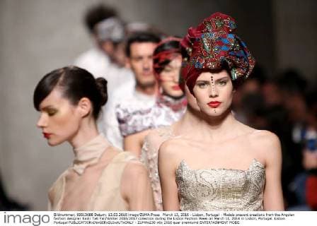 March 13, 2016 - Lisbon, Portugal - Models present creations from the Angolan fashion designer Nadir Tati Fall Winter 2016 2017 collection during the Lisbon Fashion Week on March 11, 2016 in Lisbon, Portugal. Lisbon Portugal  - ZUMAn230