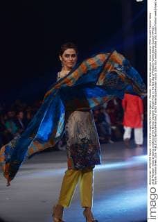 Pakistan : Khaadi Khas designs showcased in PFDC Sunsilk Fashion Week 2016 Pakistani model presents creations of the famous designer Khaadi Khas on the last day of Pakistan Fashion Design Council (PFDC) Sunsilk Fashion Week 2016.  RanaxSajidxHussain